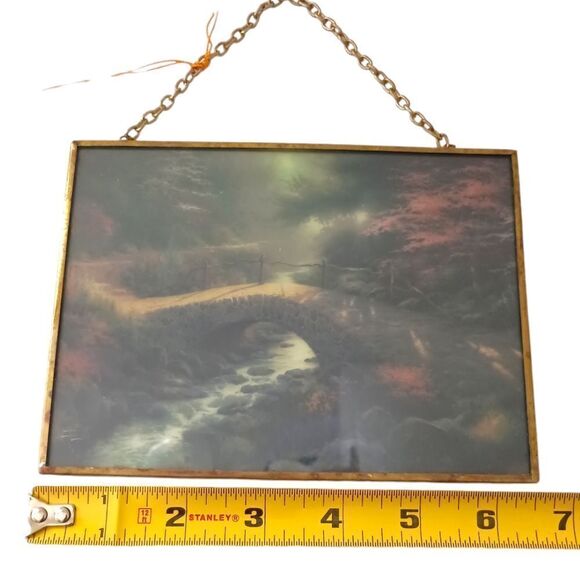 Thomas Kinkade Stained Glass Suncatcher Window Art Decor Bridge Of Faith Vintage - Picture 3 of 13